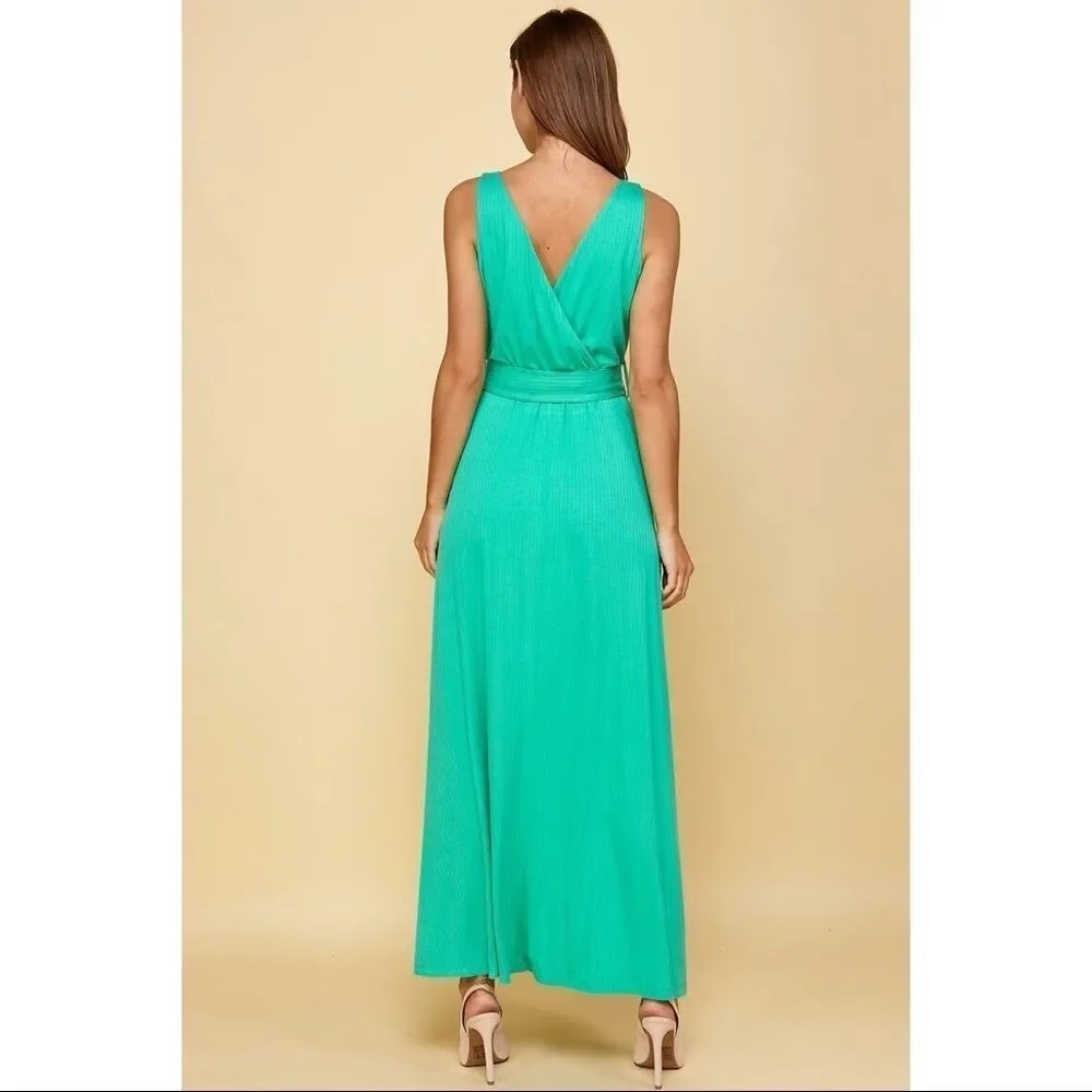 GREEN BELTED MAXY DRESS NEW WITH  THE TAGS - Picture 2 of 6
